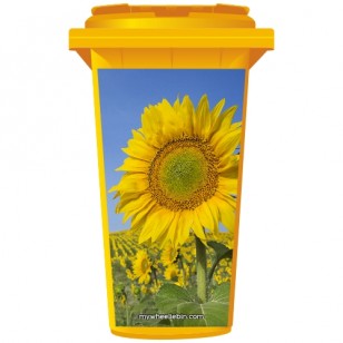 Sunflowers In A Field Wheelie Bin Sticker Panel